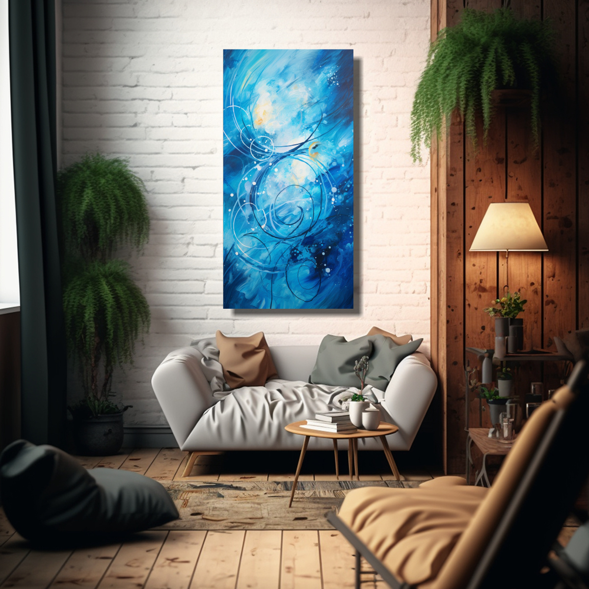CUADRO ABSTRACTO IMPRESIONANTE DE LÍNEAS FINAS 30X60 CM - 2