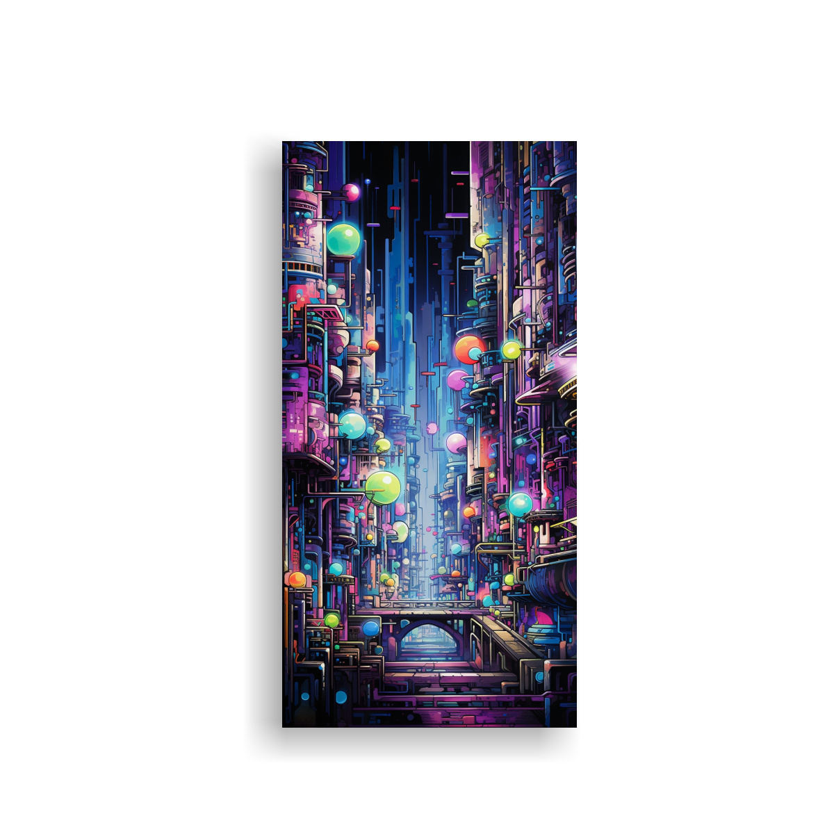 CUADRO ABSTRACTO DE CIUDAD CIBERNÉTICA EN ARTE 60X120 CM - 1