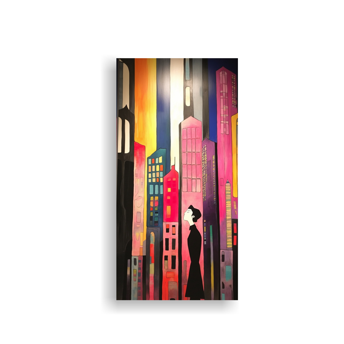 PINTURA DE MUJERES DIBUJANDO EN EXPOSICIÓN DE 50X100 CM - 1