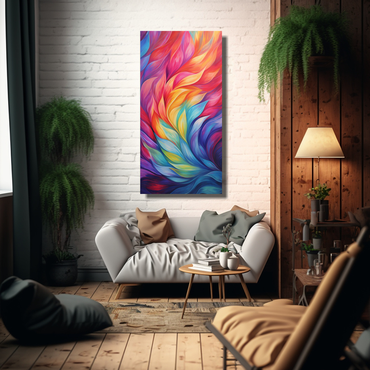 LIENZO DE TELA COMPOSICIÓN LUMINOSA PATRONES 20X40 CM - 2
