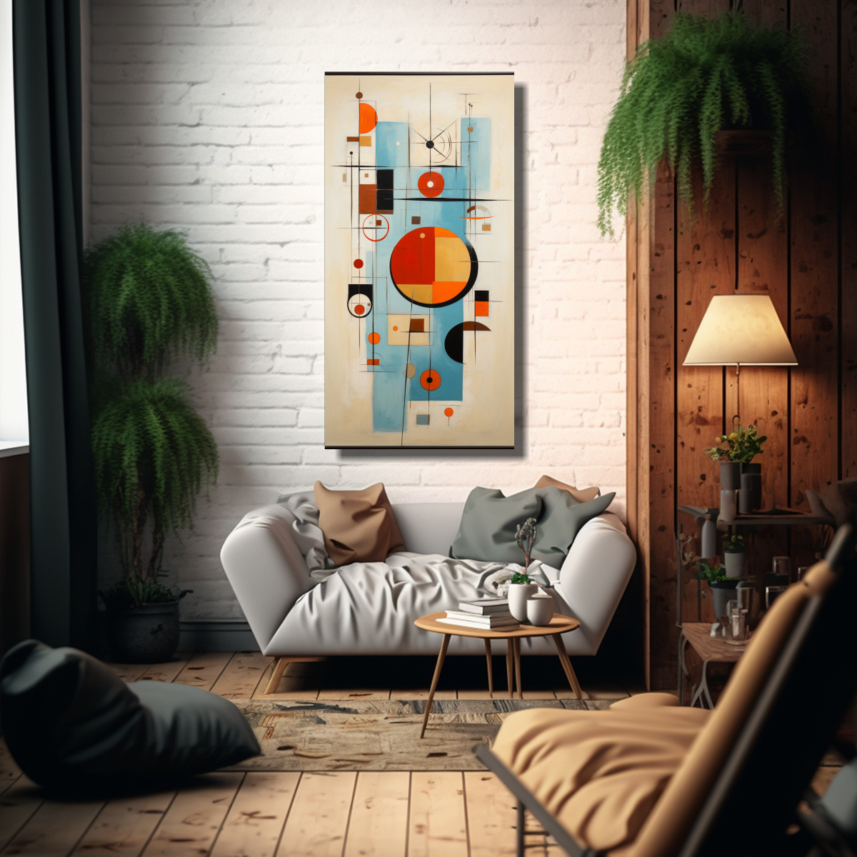 PINTURAS DECORATIVAS ABSTRACTAS ESTILO MIDCENTURY 40X80 CM - 2