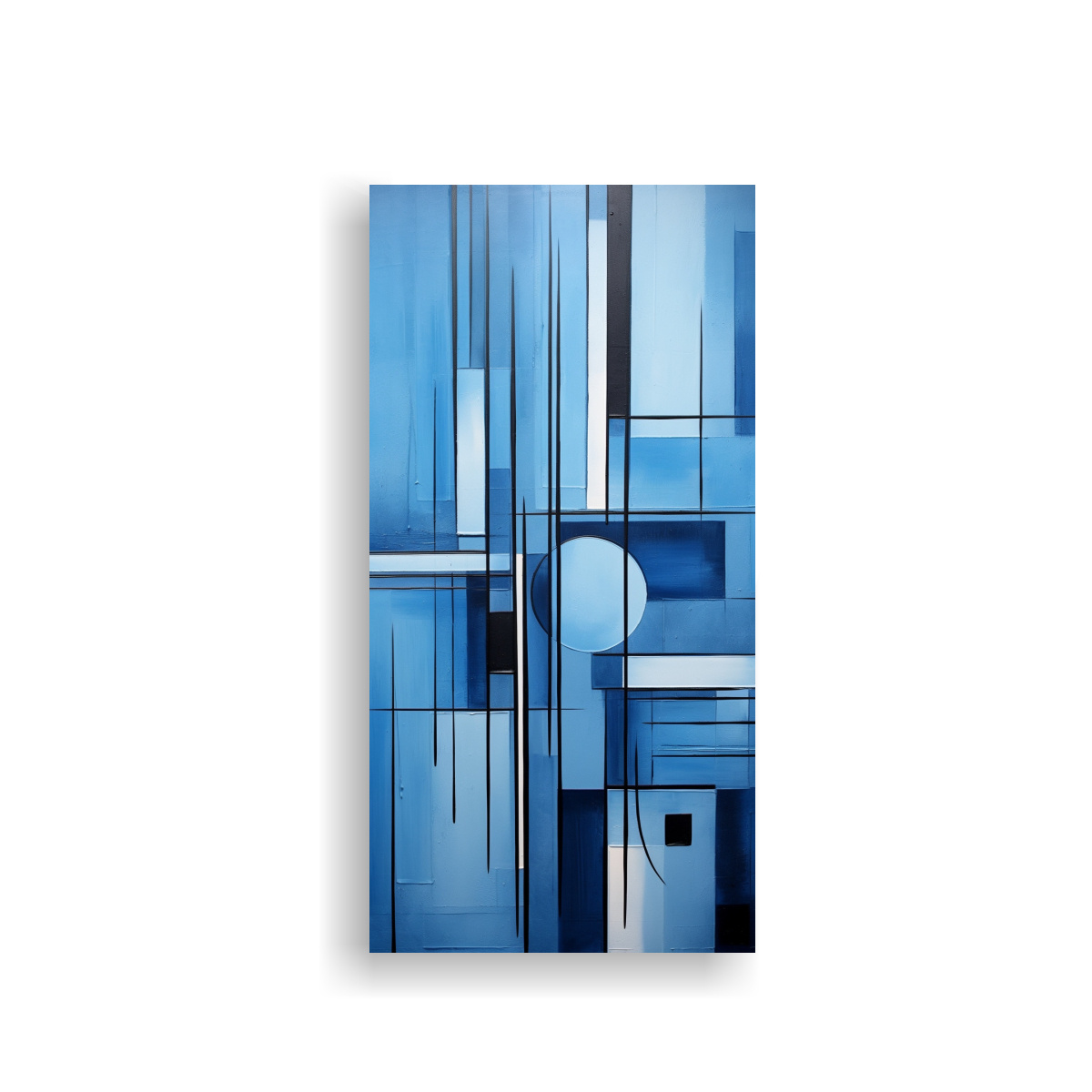 CUADRO ABSTRACTO AZUL DE EFECTO VISUAL ARTE DE 20X40 CM - 1
