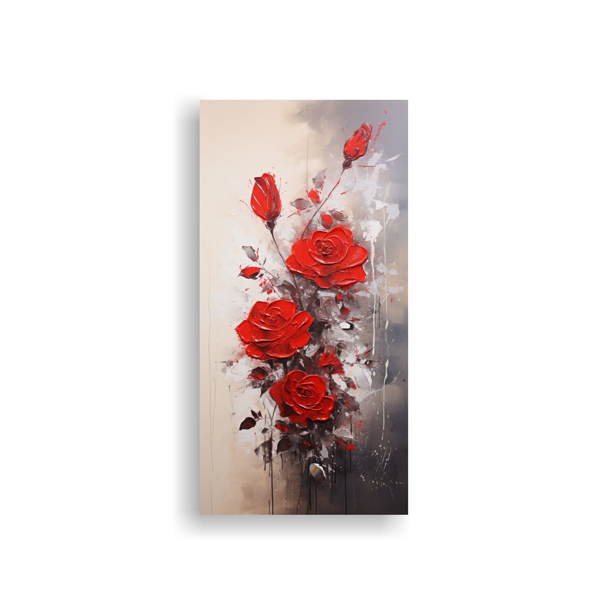 CUADRO TEMÁTICO DE ROSAS ROJAS EN LIENZO ESTILO 20X40 CM - 1
