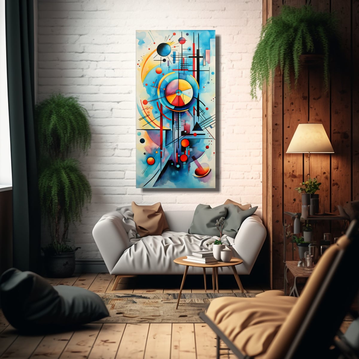 PINTURA ABSTRACTA ACUARELA KANDINSKY: ARTE 30X60 CM - 2