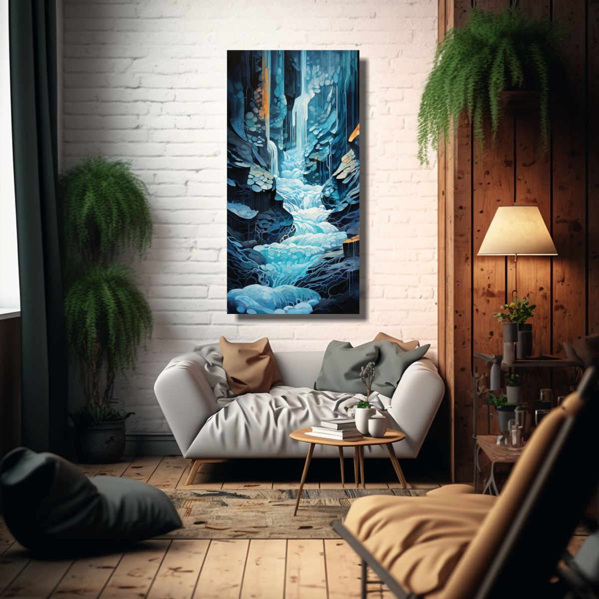 CUADRO ESPECTACULAR REFLEJO DE UNA CASCADA 80X160 CM - 2