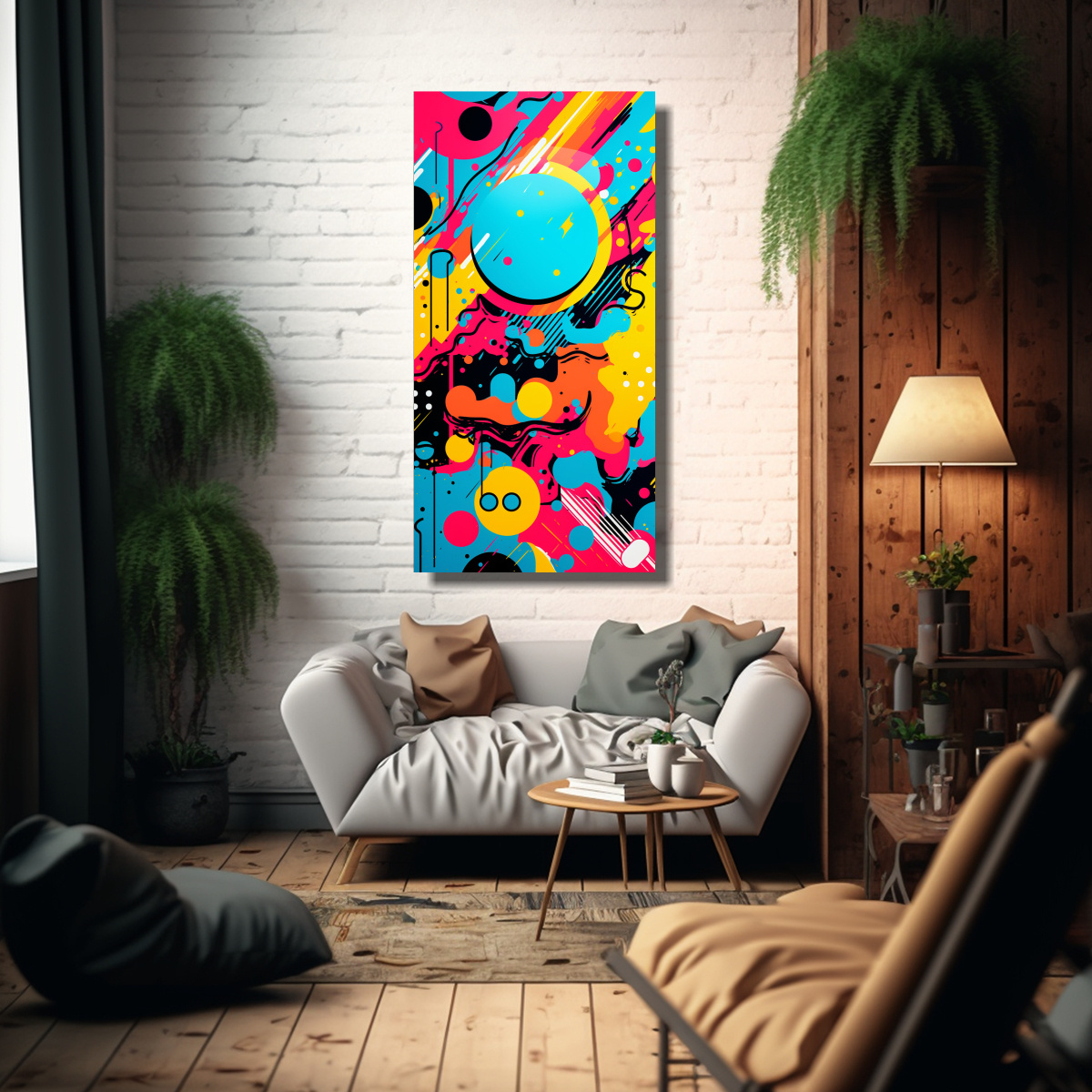 CUADRO ABSTRACTO TEXTURA POPART MÓVIL 50X100 CM - 2