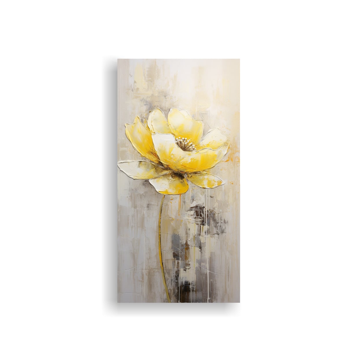 PINTURA LOTUS AMARILLO EN LIENZO ESTILO ARTE 20X40 CM - 1