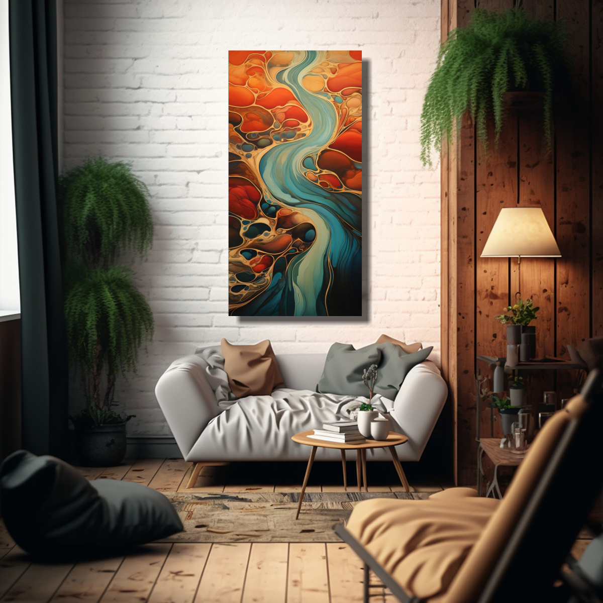 PINTURAS DECORATIVAS ABSTRACTAS CON FLUJO 70X140 CM - 2