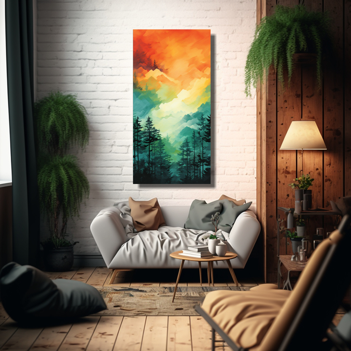 ARTE DE PARED DIBUJO ÉPOCA BOSQUE ABSTRACTO 60X120 CM - 2