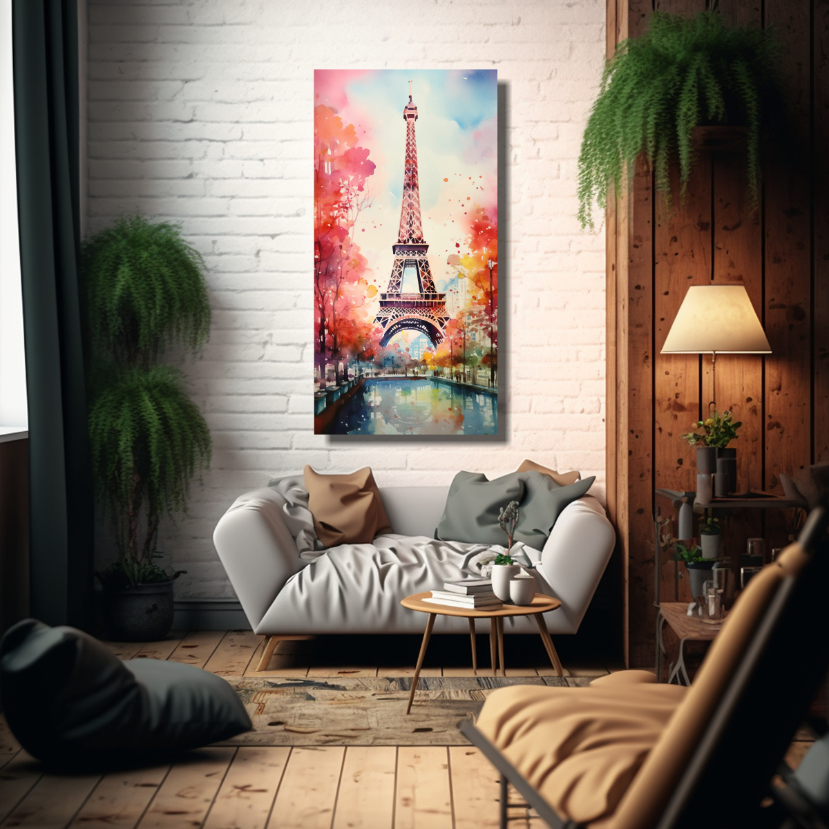LIENZO INNOVADOR ACUARELA MODERNA DE LA TORRE 30X60 CM - 2