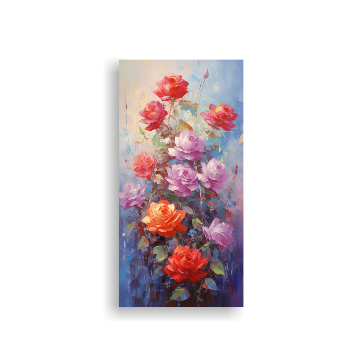 PINTURA EN LIENZO DE ROSAS EN COLORES VIBRANTES 50X100 CM - 1