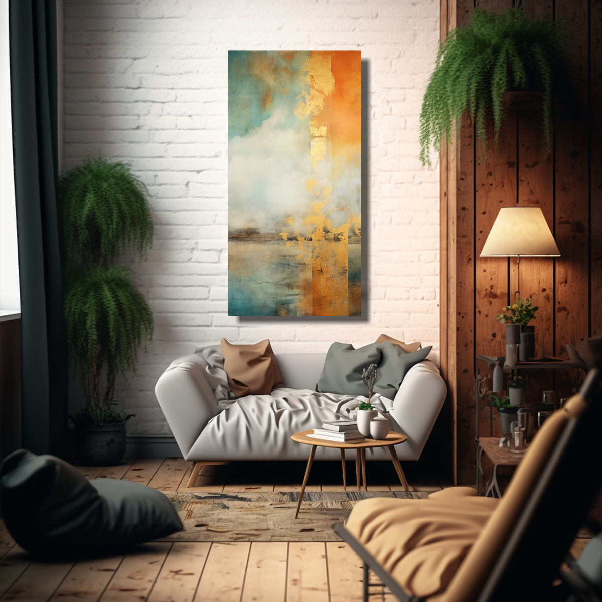 PINTURA EN TELA SUBLIMADA CON ESCENA EN NARANJA, 20X40 CM - 2