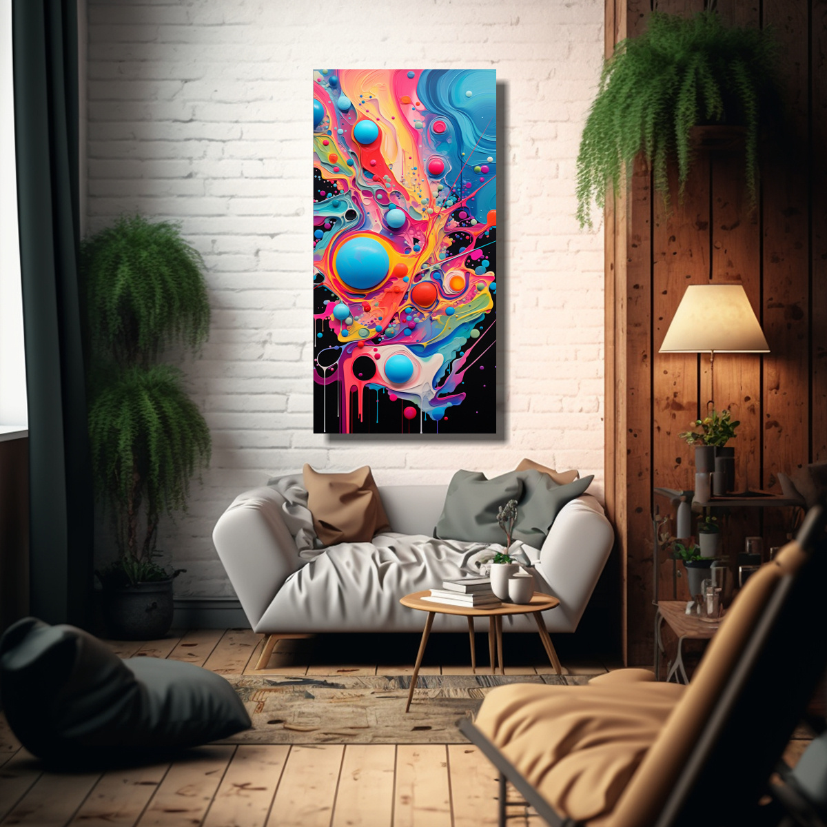 PINTURA EN BASTIDOR DE DISEÑO ELEGANTE CON 50X100 CM - 2