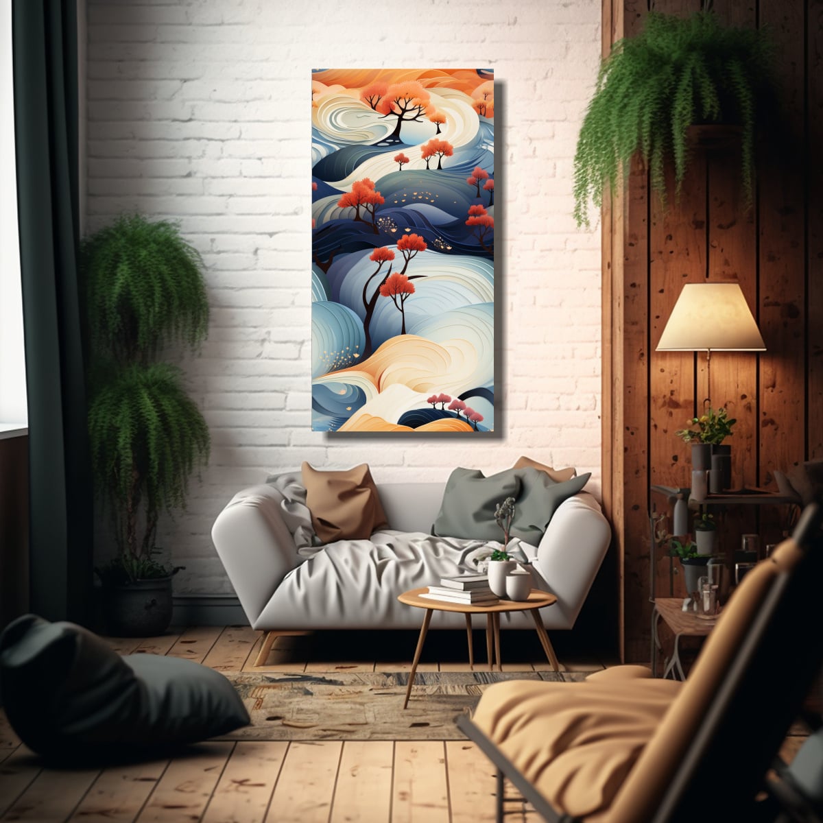 ARTE DE PARED ABSTRACTO ESCANDINAVO DE ALTA 70X140 CM - 2