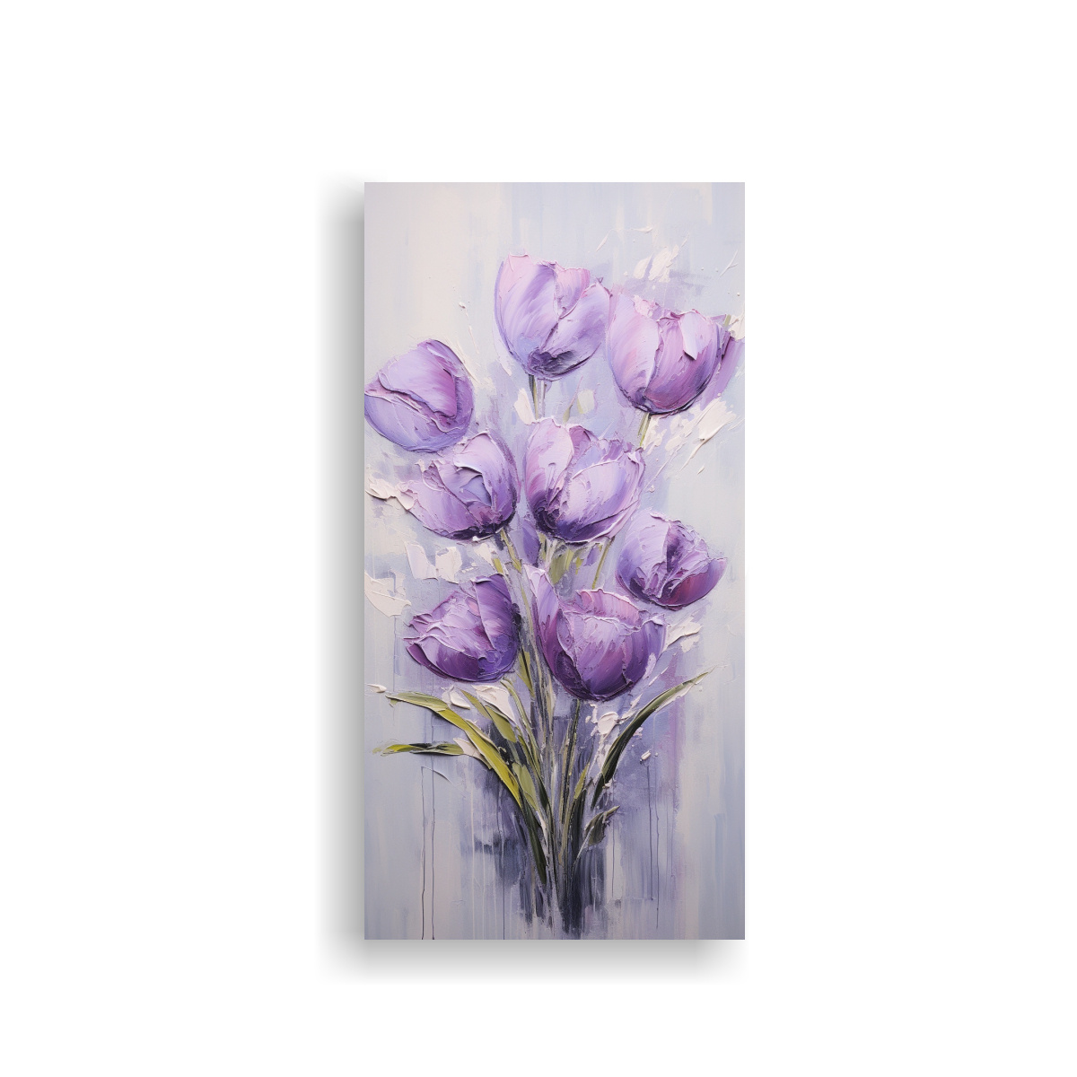 CUADRO PINTADO EN LIENZO DE FLORES MORADAS EN EL 60X120 CM - 1