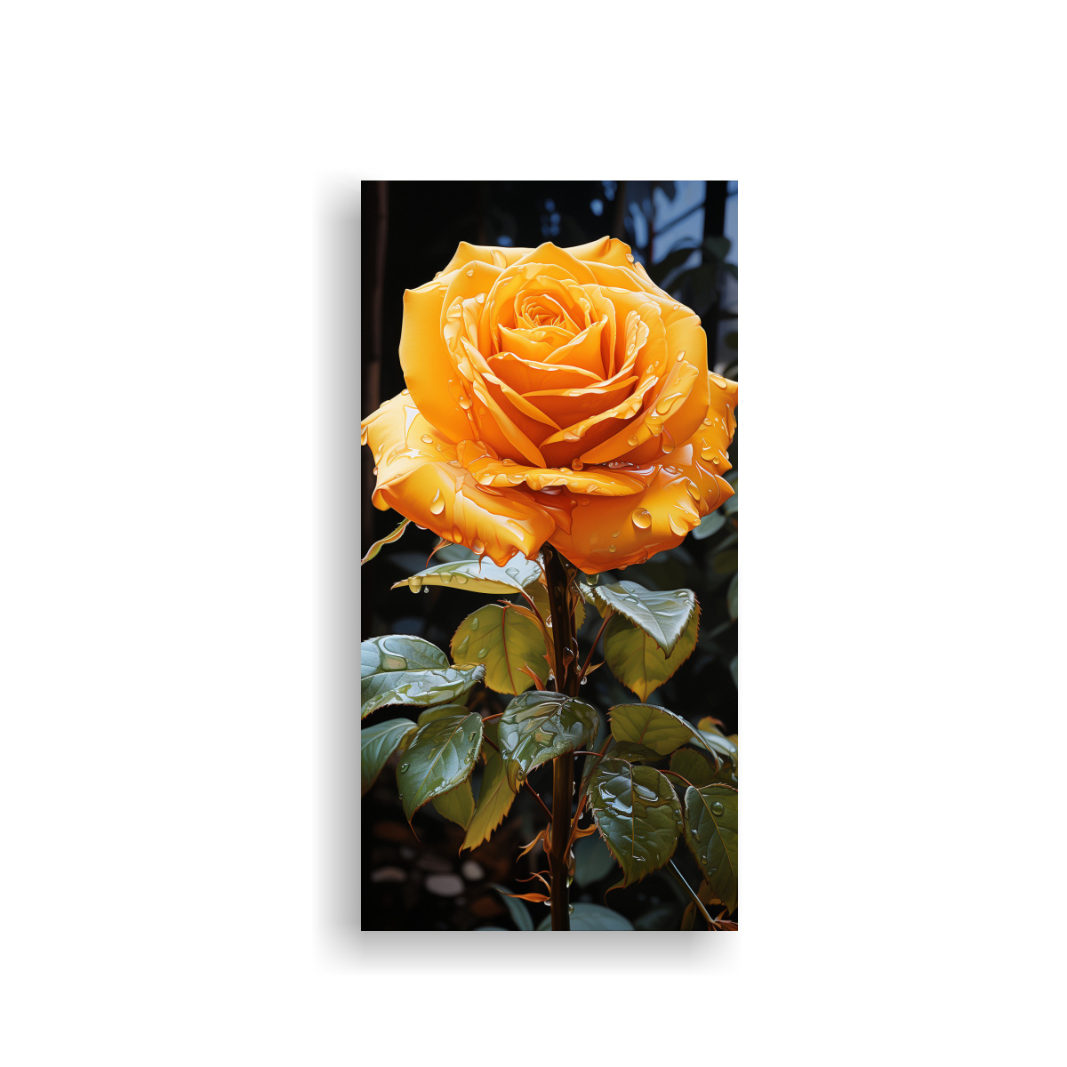 PINTURA DECORATIVA DE ROSA AMARILLA CON DETALLES 30X60 CM - 1