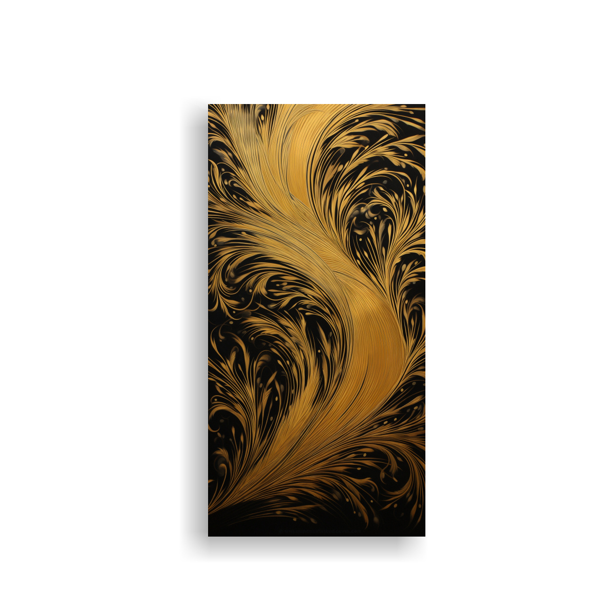 PINTURA ACUARELA EN BASTIDOR, FONDO DORADO Y 30X60 CM - 1