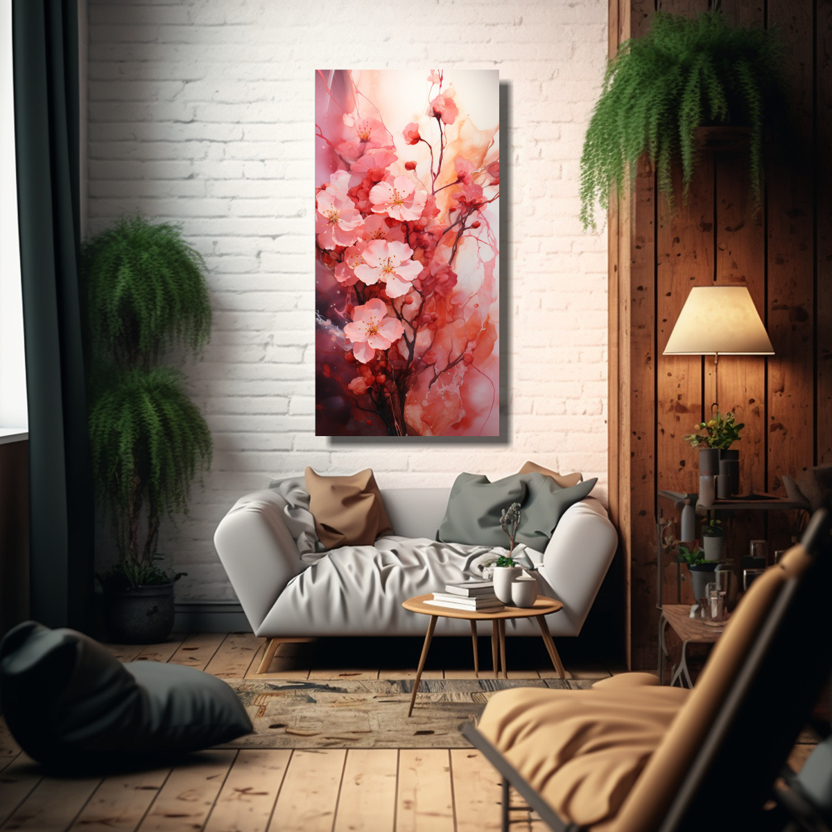 CUADRO MODERNOS SIMPLICIDAD EN COLORES ROSA 50X100 CM - 2