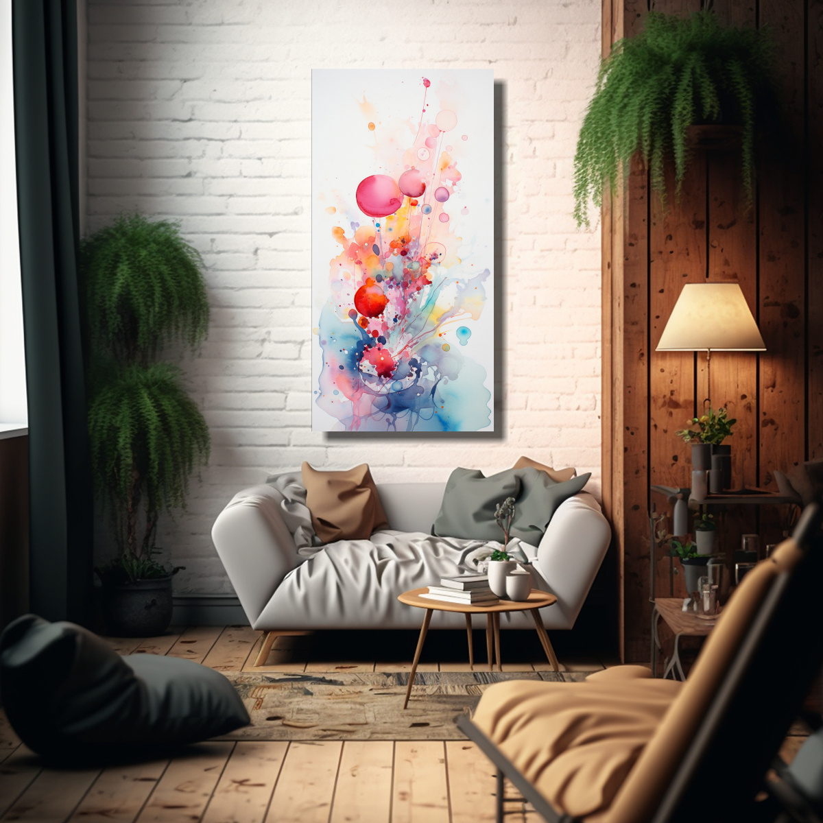 ARTE PARED COMPOSICIÓN ACUARELA FANTÁSTICO 70X140 CM - 2