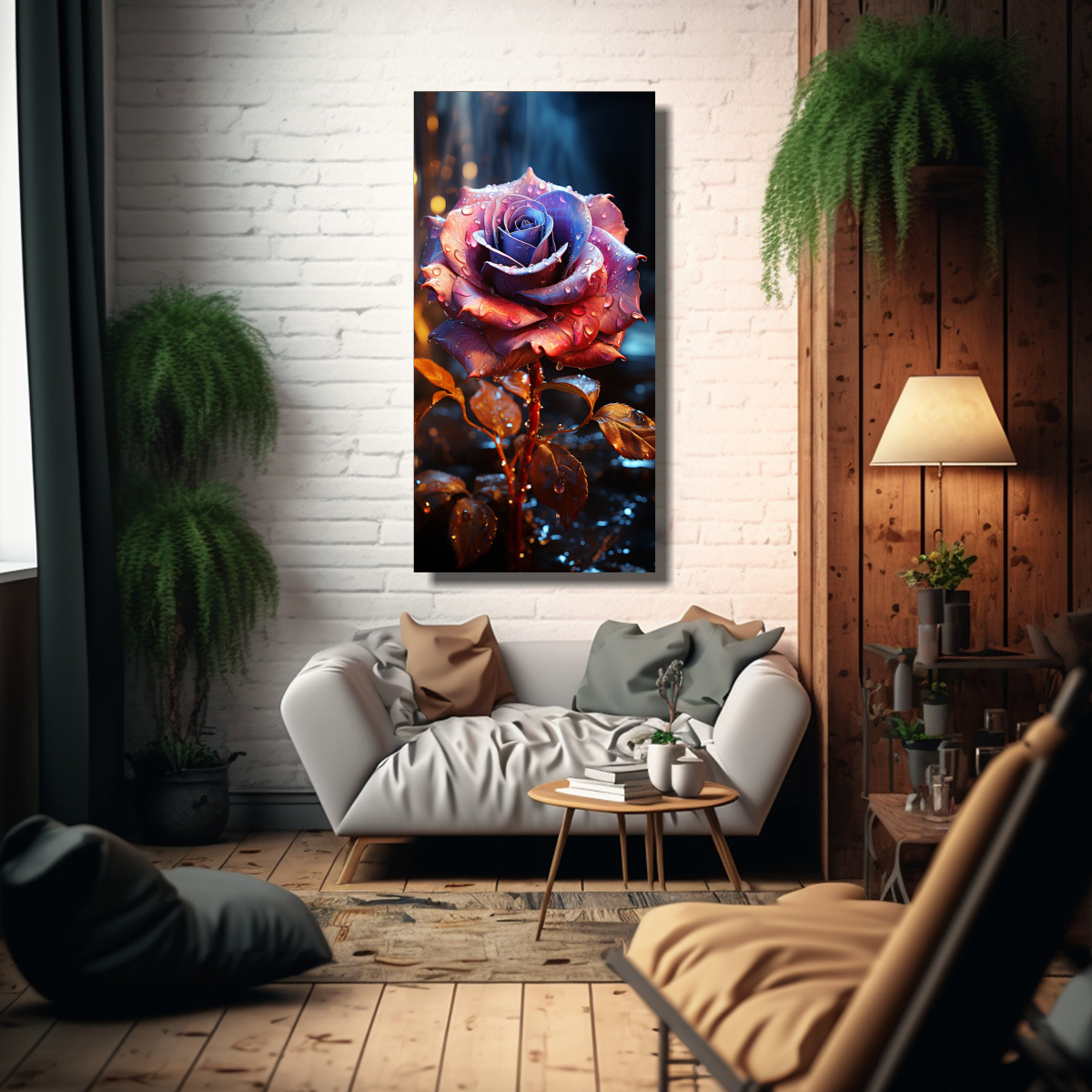 ADORNO CREATIVO DE ARTE, ROSA DE NEÓN DISUELVE 30X60 CM - 2