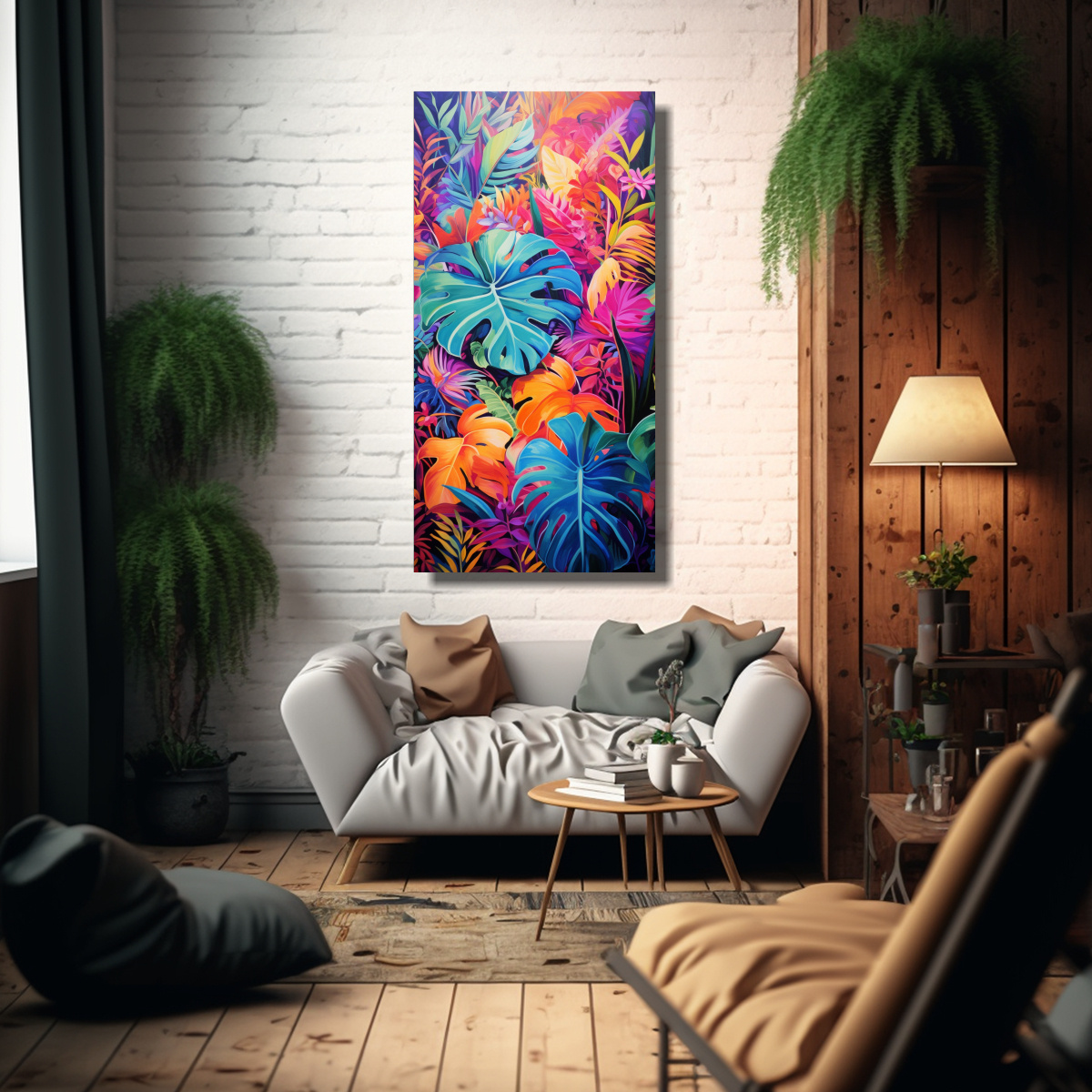 CUADRO MODERNO SURREALISTA: VIBRANTES VIBRACIONES 60X120 CM - 2