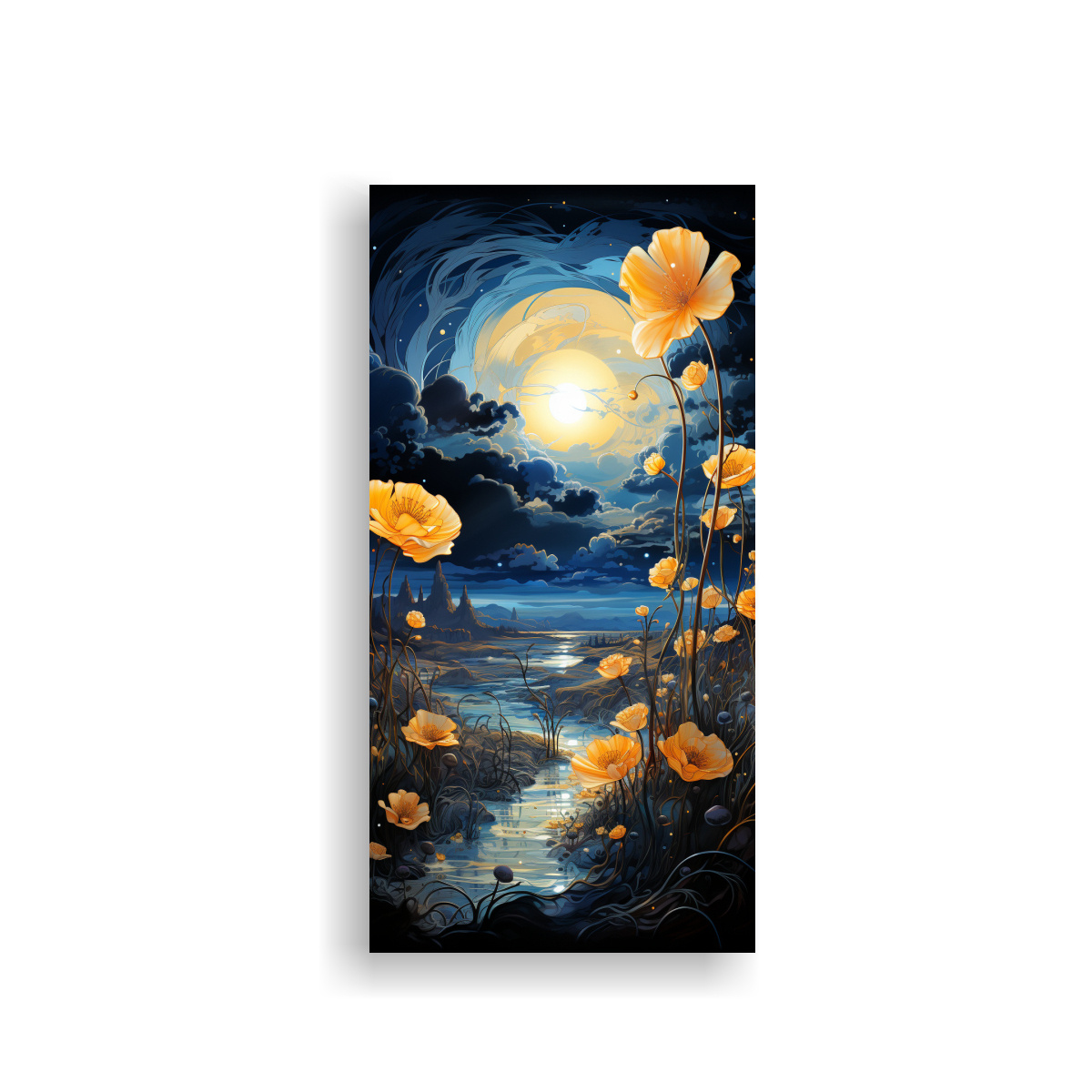 CUADRO DECORACIÓN COMPOSICIÓN FLORES AMARILLAS 30X60 CM - 1