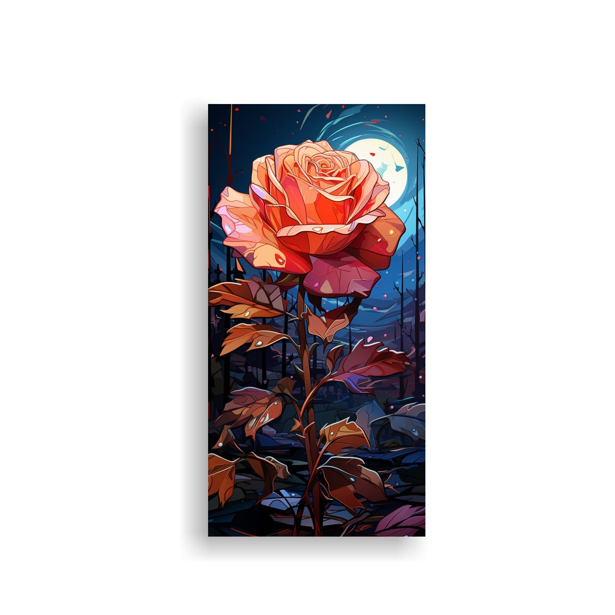LIENZO DE TELA ARTE POP VINTAGE CON ROSA 50X100 CM - 1