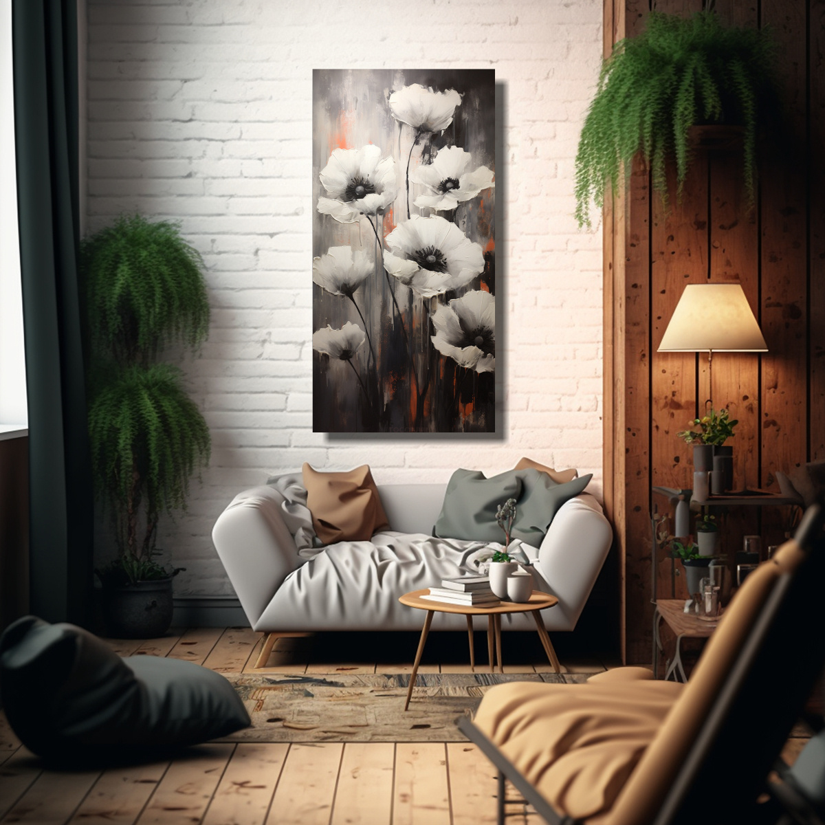 CUADRO DE ARTE FORMA ÚNICO CON PINTURA DE 70X140 CM - 2