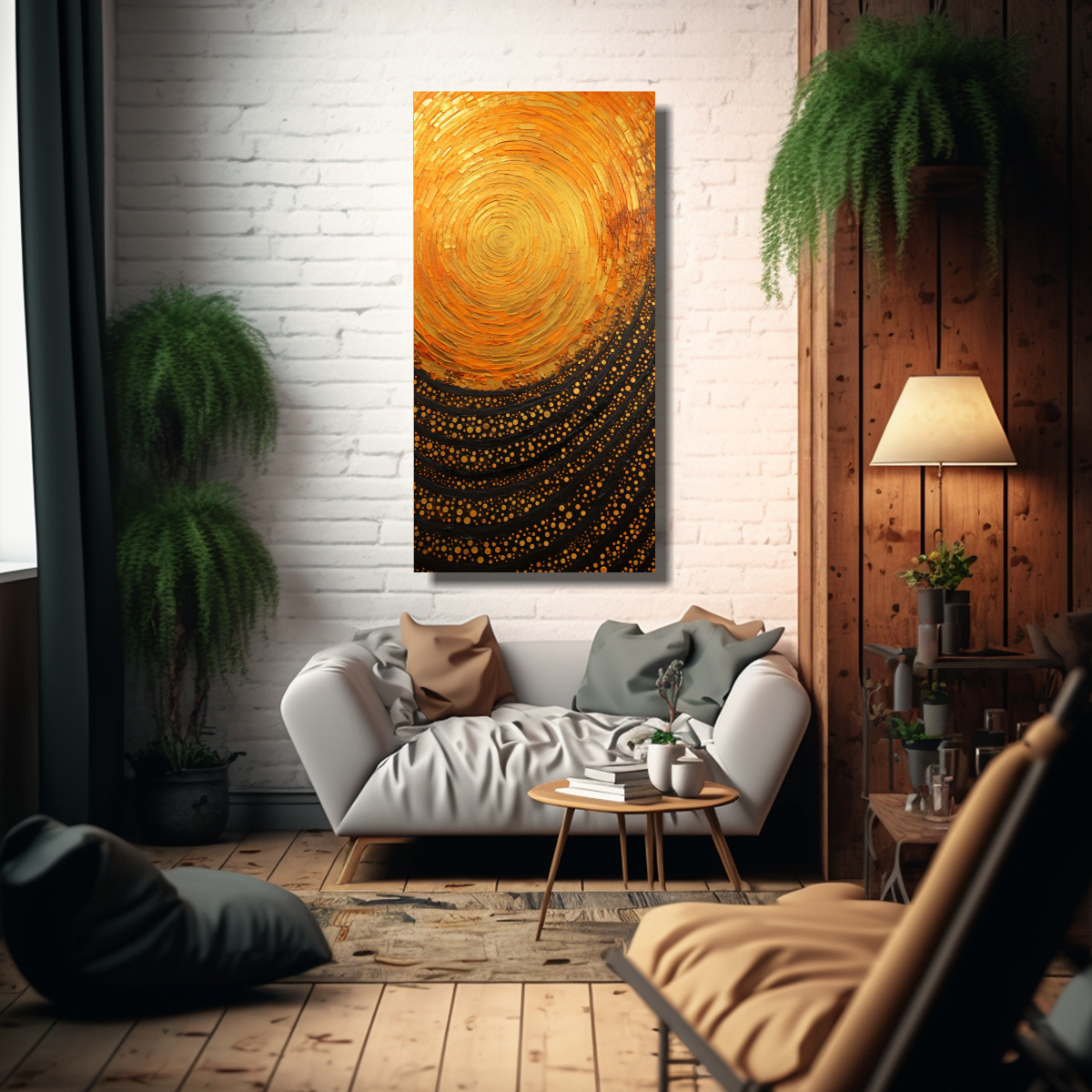 PINTURA DECORATIVA MINIMALISTA LUMINOSA DE PUNTOS 40X80 CM - 2