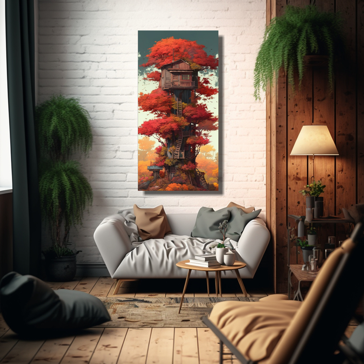 TELA EN BASTIDOR DIBUJO REPRESENTACIÓN THE MAPLE 70X140 CM - 2