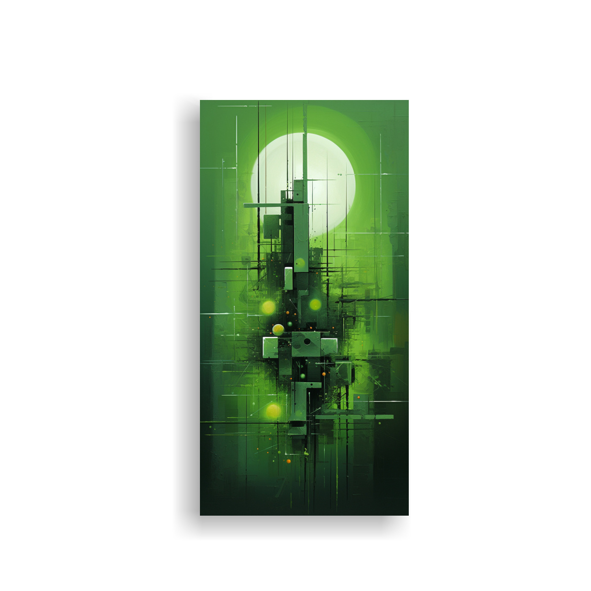 ARTE DE PARED CUADRO EQUILIBRIO EN TONOS VERDES 80X160 CM - 1