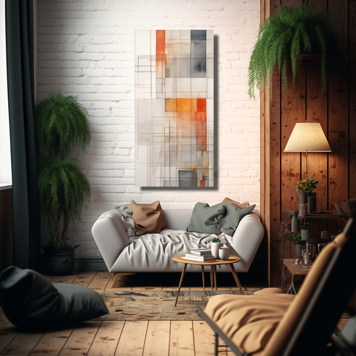 LIENZO DE TELA CUADRO, TEXTURA DE LÍNEAS COMO 60X120 CM - 2