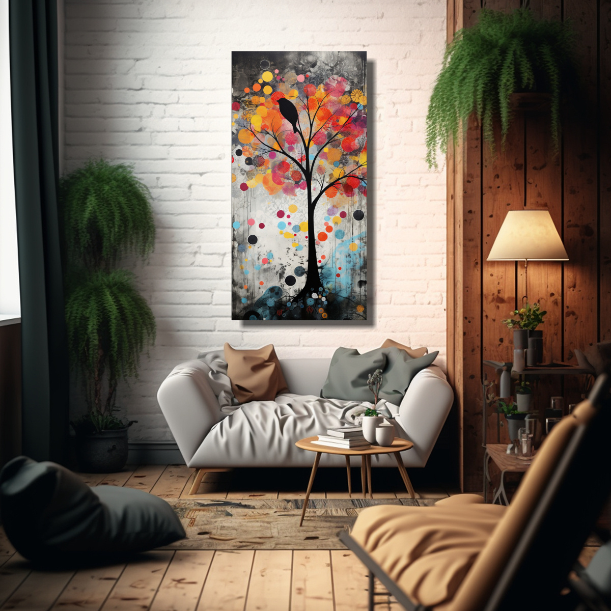 CUADRO ESTILO GALERÍA: ÁRBOL EN COLORES 50X100 CM - 2