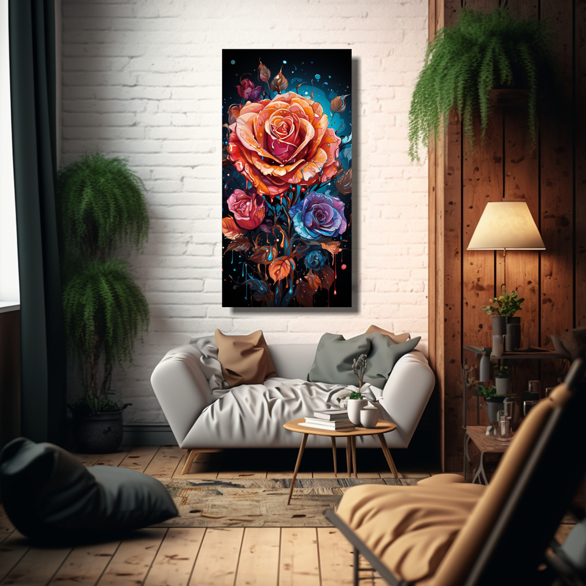 PINTURA DECORATIVA HORIZONTAL DE ESTILO GRAFFITI 30X60 CM - 2