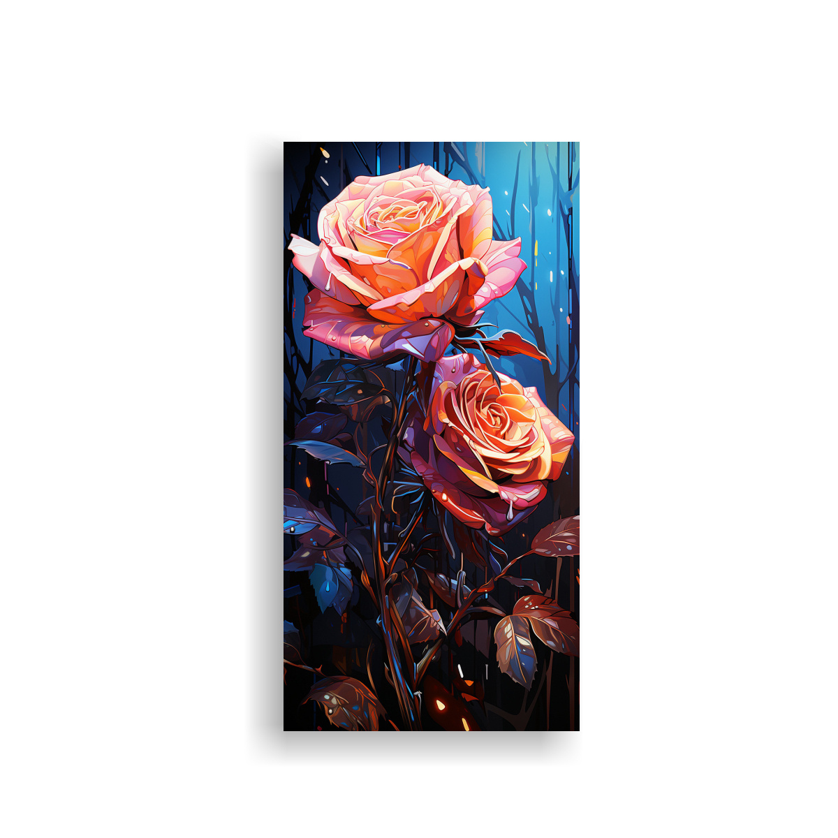 ARTE DE PARED MODERNO CON FLORES DE ROSA EN 60X120 CM - 1