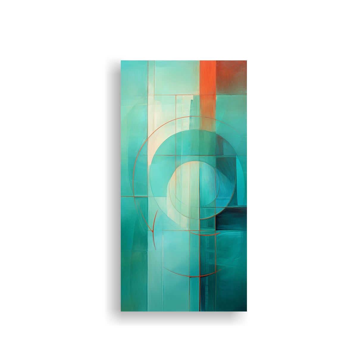 CUADRO ABSTRACTO TURQUESA DE FORMA CLÁSICA DE 80X160 CM - 1