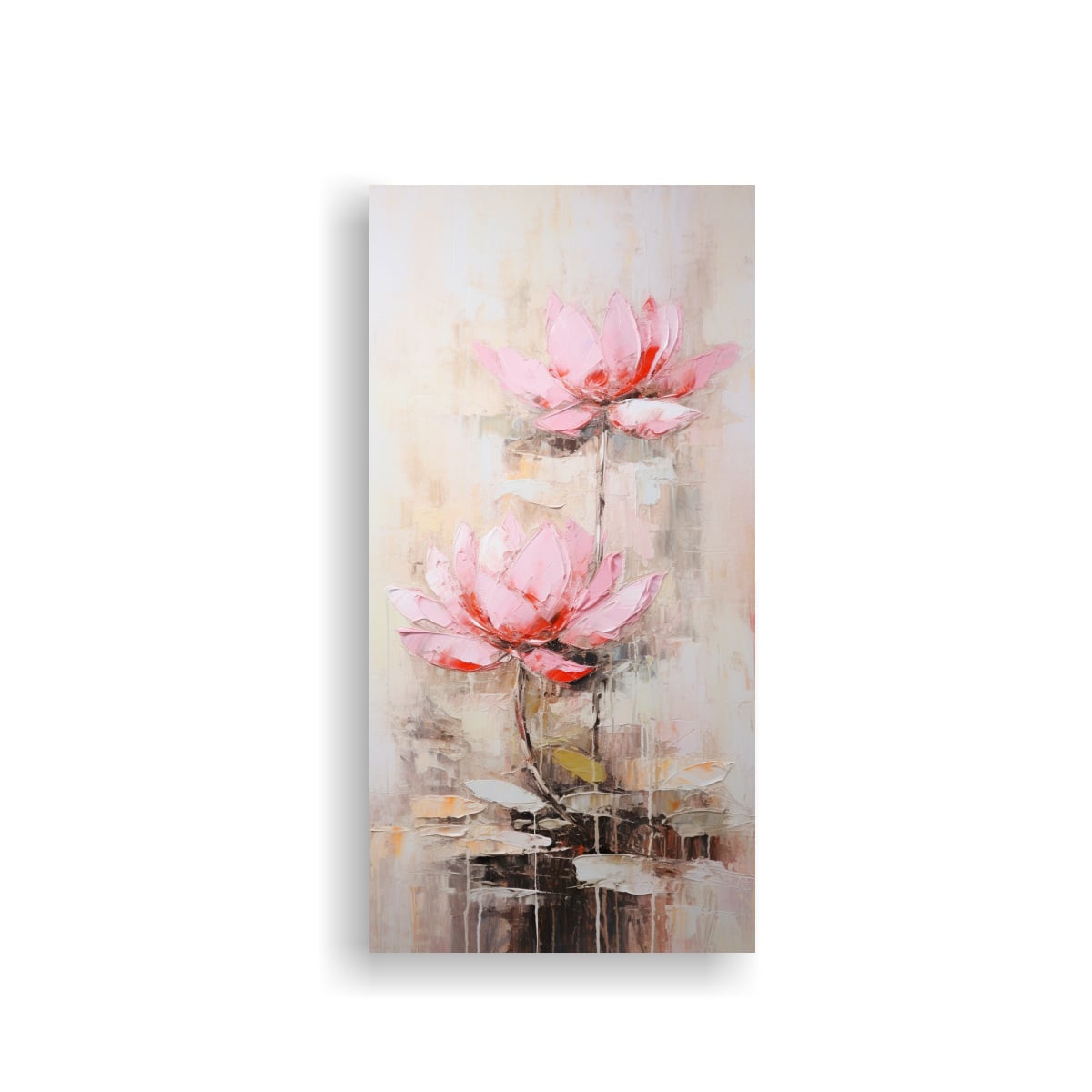 PINTURA DECORATIVA DE LOTO ROSA EN LIENZO ESTILO P 60X120 CM - 1