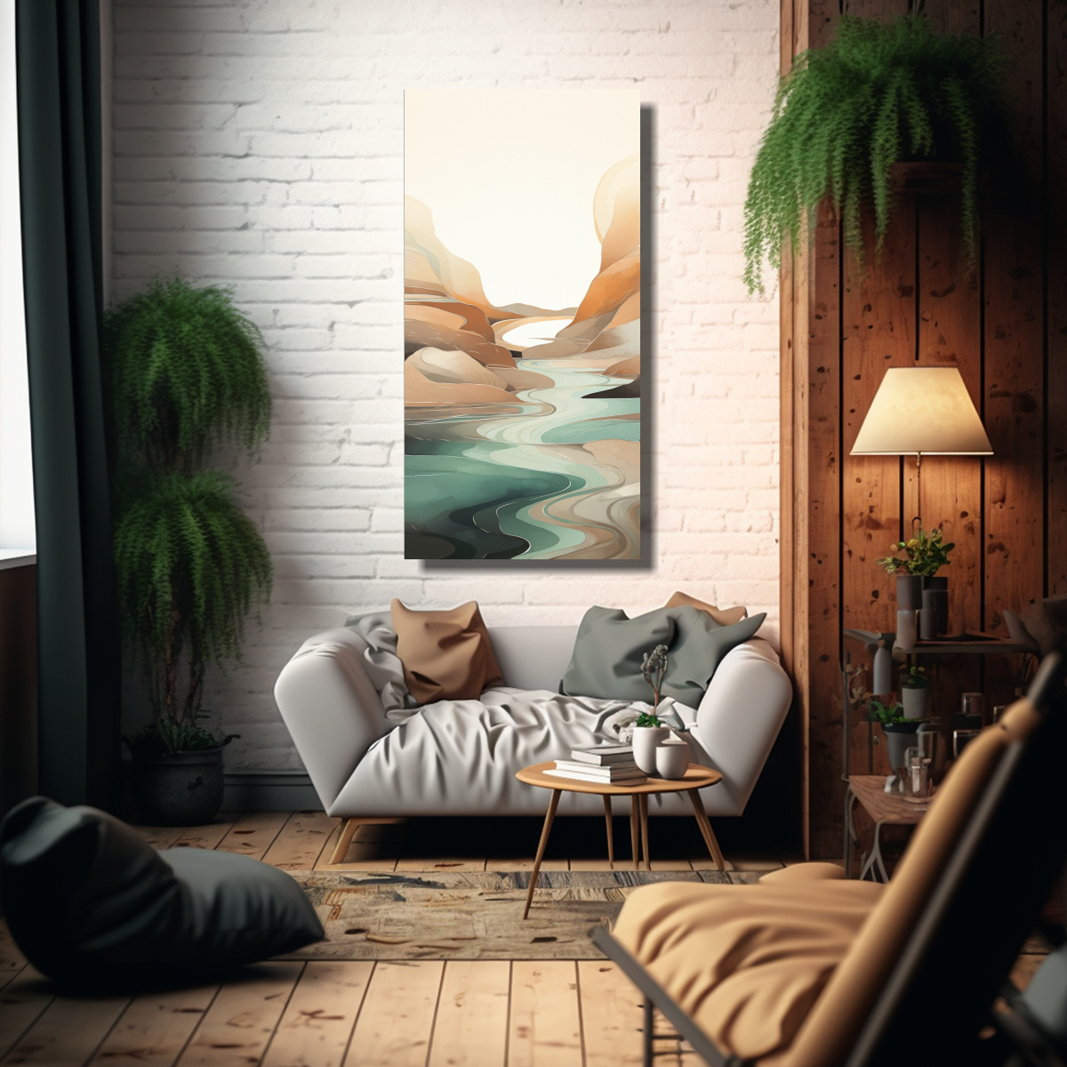 PINTURAS DE DECORACIÓN QUE REPRESENTAN UN OASIS 20X40 CM - 2