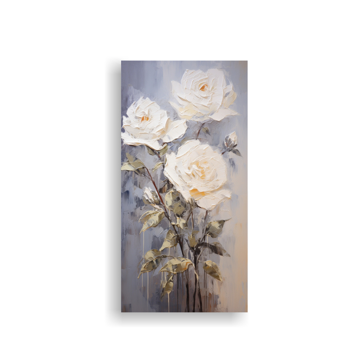 1 CUADRO DE NATURALEZA VIVA CON ROSAS BLANCAS EN 60X120 CM - 1
