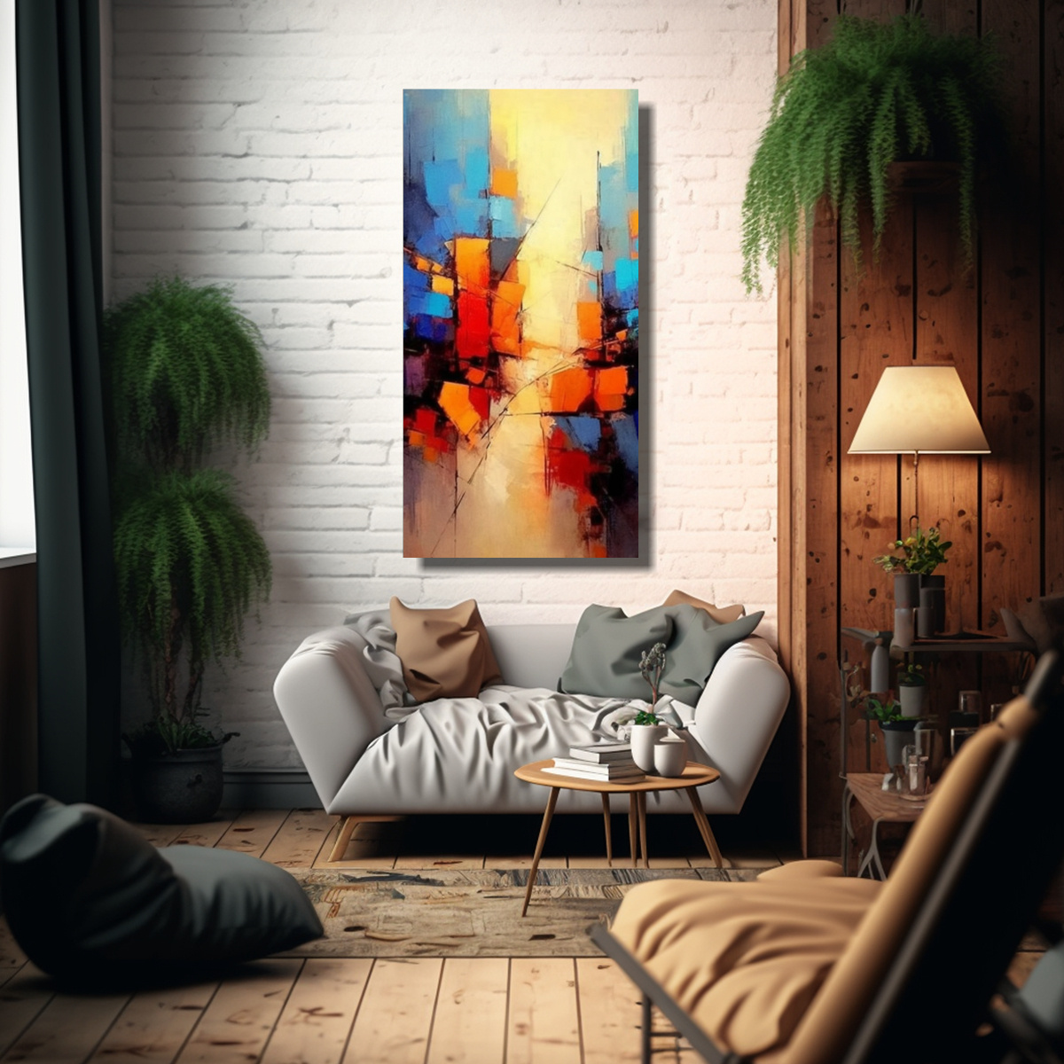 PINTURA DE PARED CON PATRÓN INTENSO MOTIVO 50X100 CM - 2