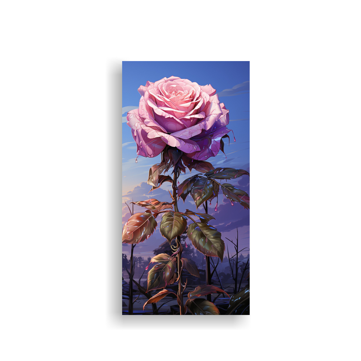 PINTURA DECORATIVA DE UNA ROSA VENENOSA, IMAGEN 20X40 CM - 1