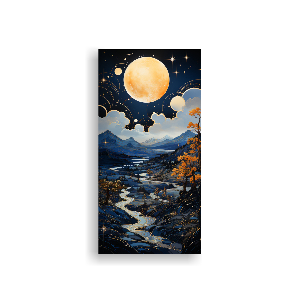CUADRO VANGUARDIA: LUNA SOBRE MONTAÑAS CON 30X60 CM - 1