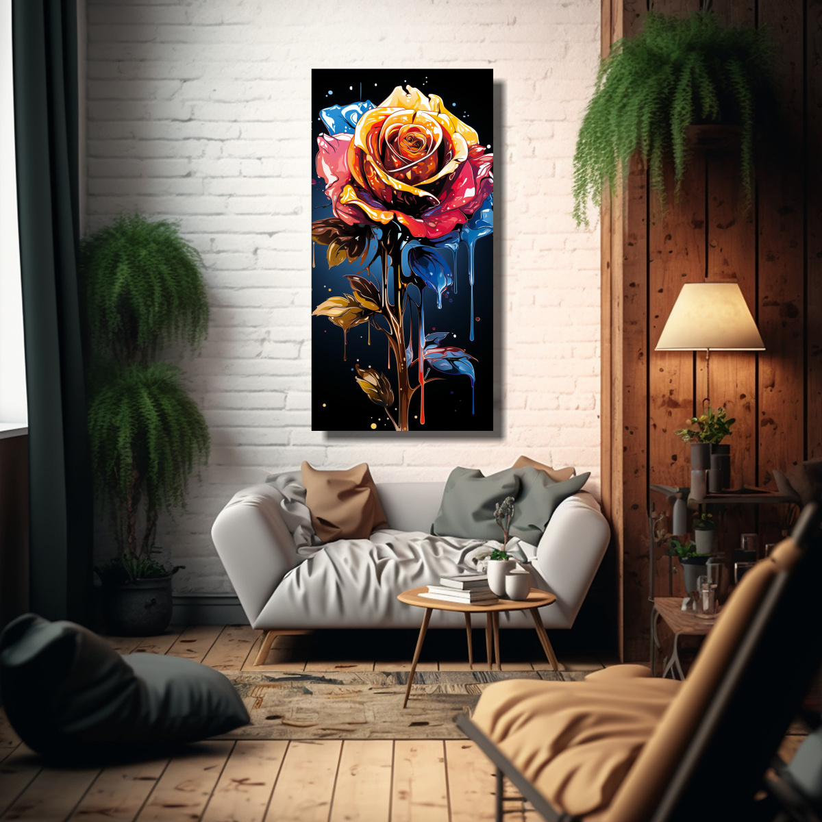 DISEÑO FLORAL DE ROSA ESTILO GRAFFITI PARA 30X60 CM - 2