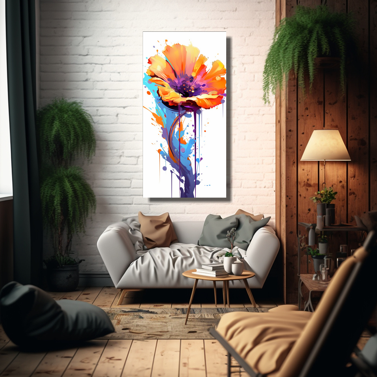 ILUSTRACIÓN VECTORIAL ELEGANTE DE ANARANJADO EN 60X120 CM - 2