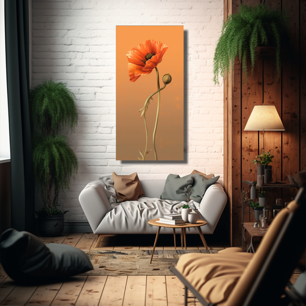 CUADRO FLORAL: TONOS REFLEJO DE UNA AMAPOLA 30X60 CM - 2