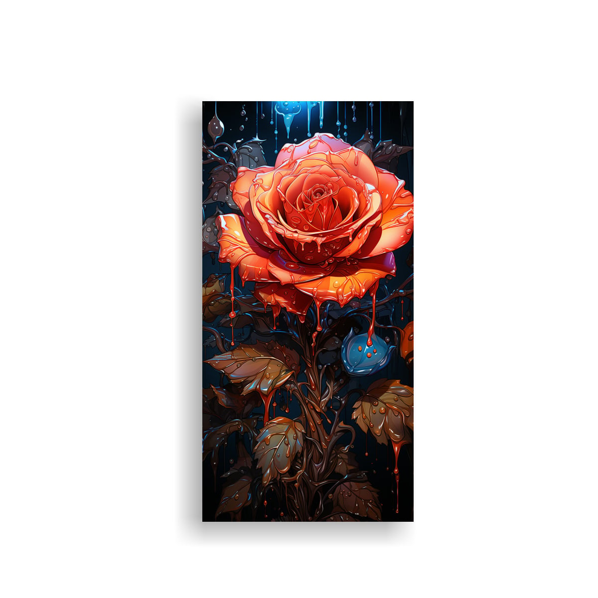 CUADRO LÍNEAS FINAS EXPRESIVAS CON GOTEO DE ROSA 30X60 CM - 1