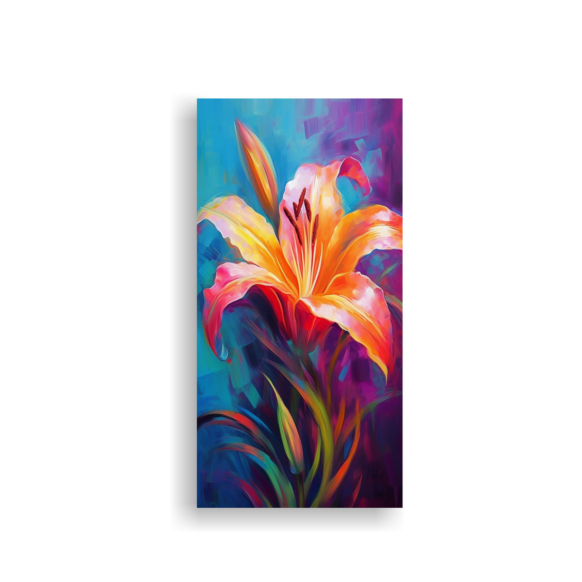 CUADRO DE LIENZO DE TELA CON LIRIO ACUARELA 80X160 CM - 1