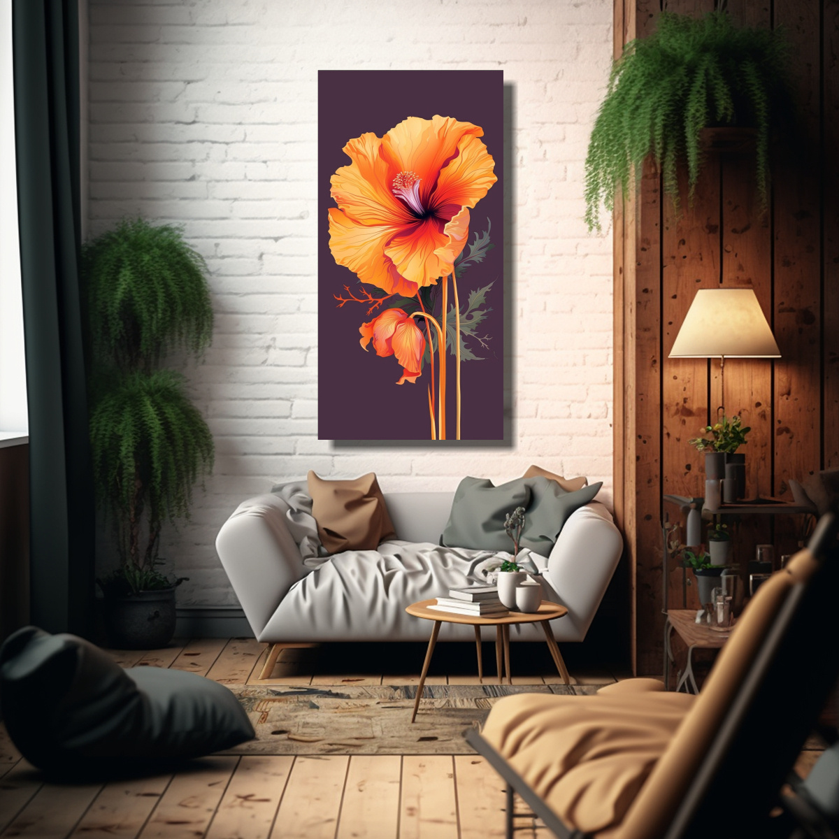 ILUSTRACIÓN VECTORIAL ELEGANTE DE UN AMAPOLA 80X160 CM - 2