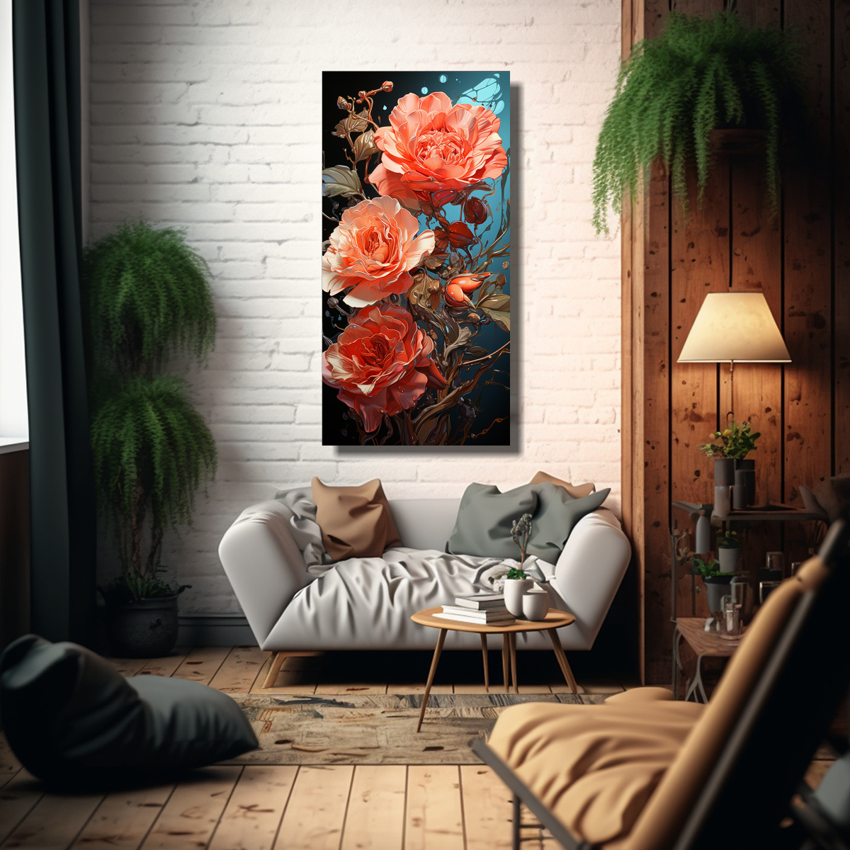 CUADRO MODERNO ARTE CALLEJERO ROSA CON GOTAS QUE 30X60 CM - 2
