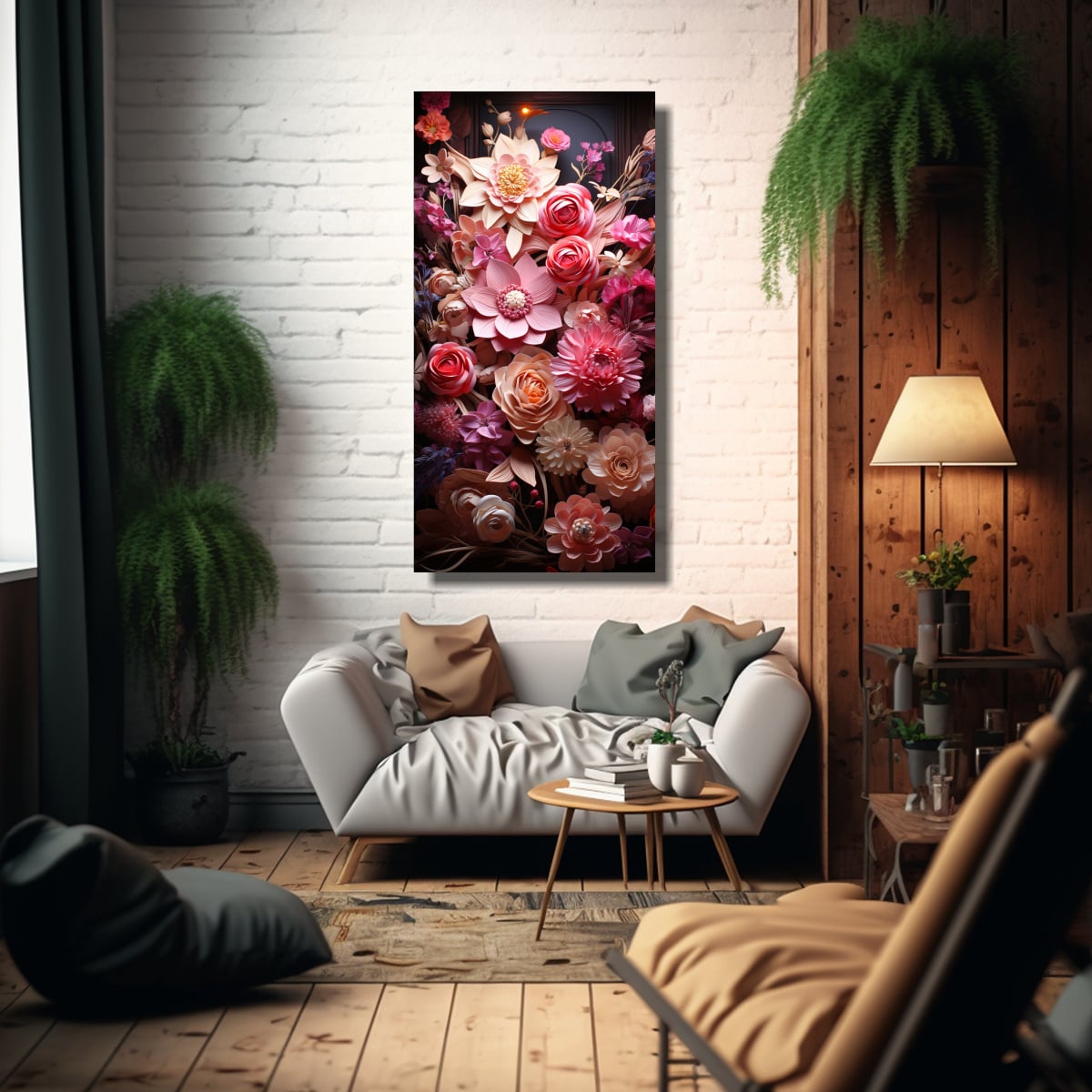 1 CUADRO ACUARELA HABITACIÓN COMPOSICIÓN 80X160 CM - 2